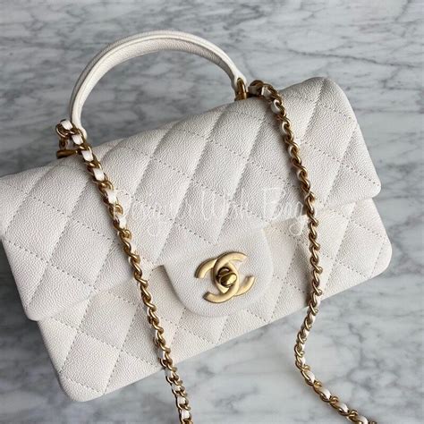 chanel mini top handle beige